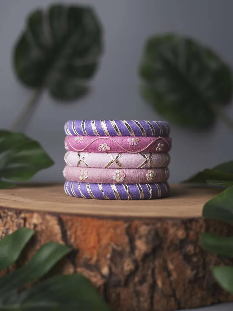 Shruti Sequence work Handmade Gotapatti Thread Bangles - Pastels